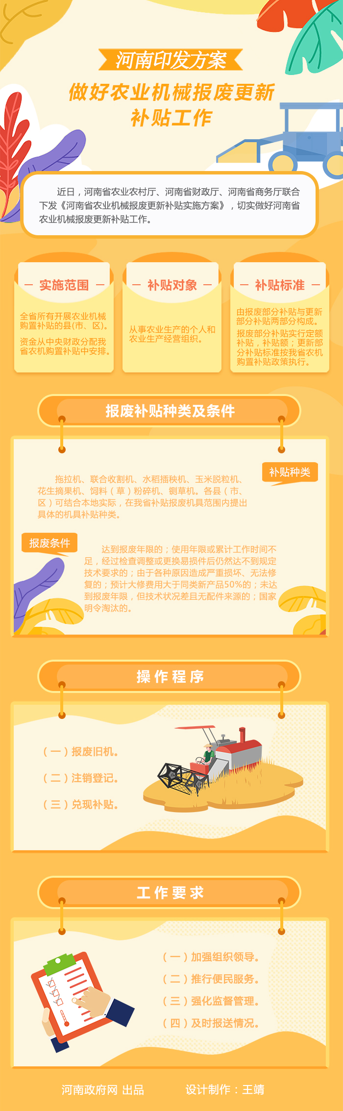 图解：河南印发方案 做好农业机械报废更新 补贴工作
